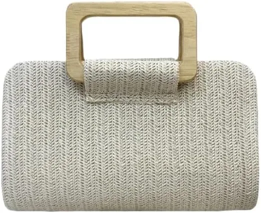 Women Straw Top Handle Clutch Handbags Crossbody Woven Shoulder Purse Summer Beach Vacation Small Bags with Gold Chain