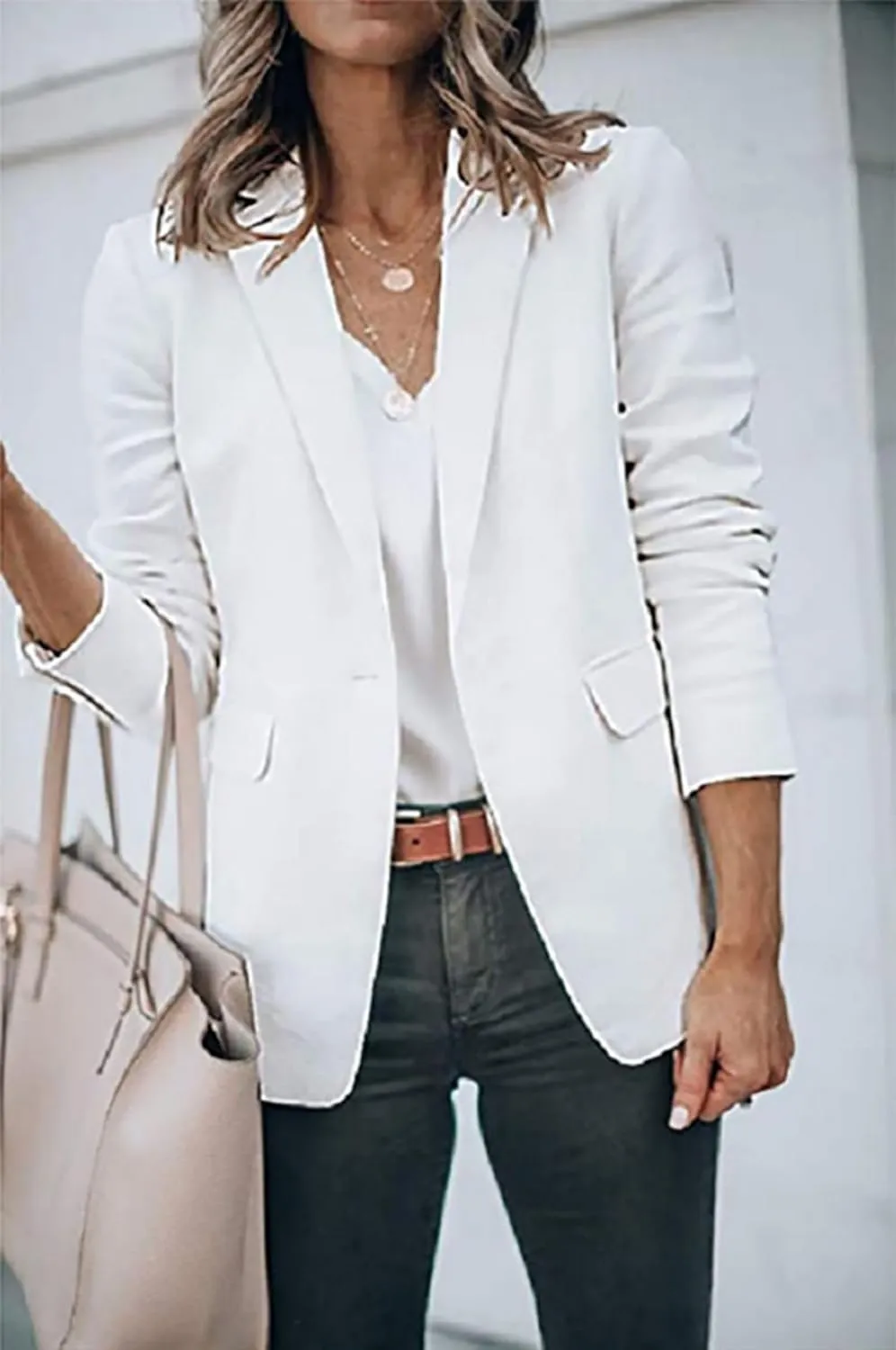 Womens Casual Blazers Open Front Long Sleeve Work Office Jackets Blazer Suit Jacket Button Lightweight Cardigans