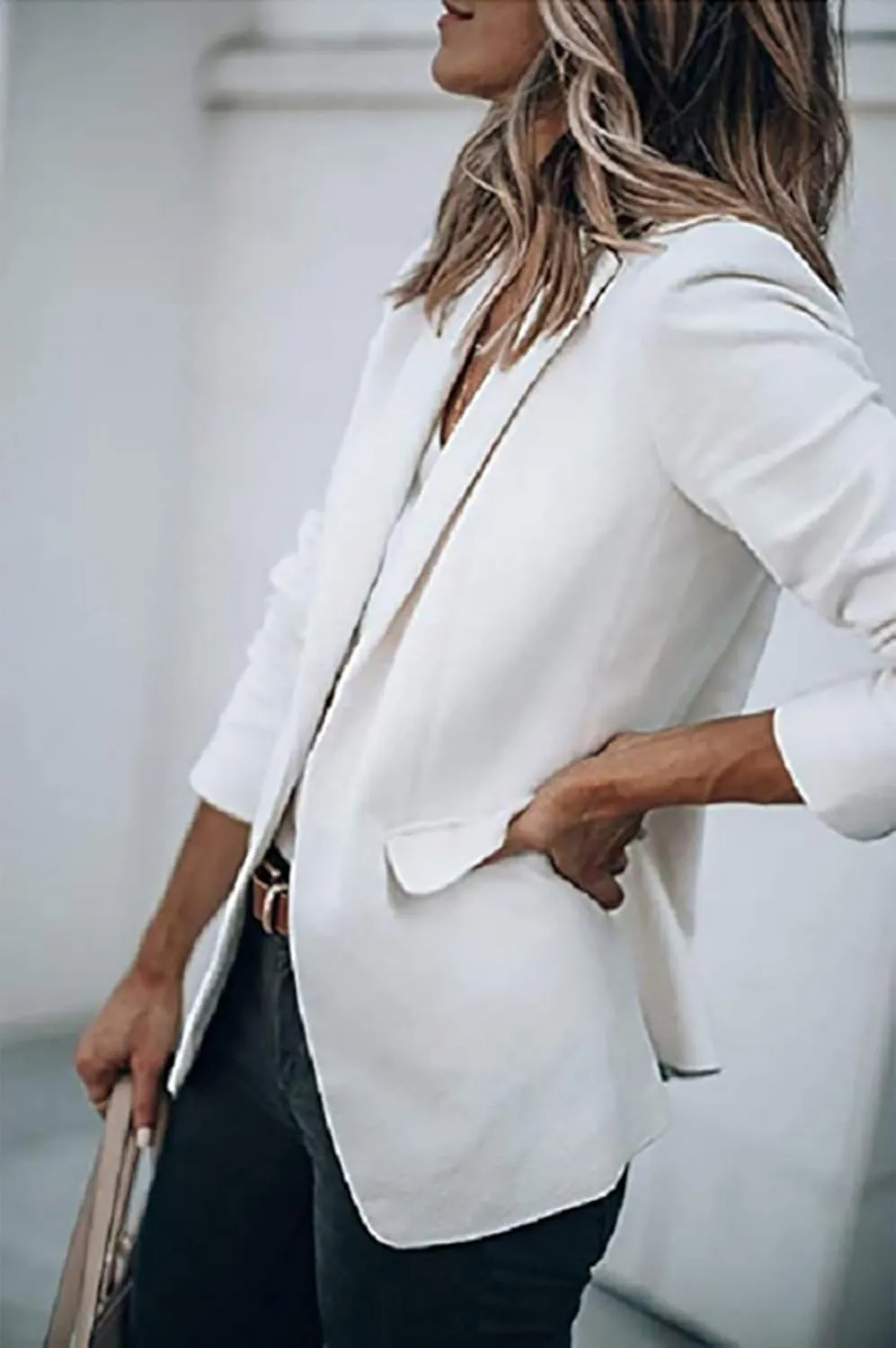 Womens Casual Blazers Open Front Long Sleeve Work Office Jackets Blazer Suit Jacket Button Lightweight Cardigans