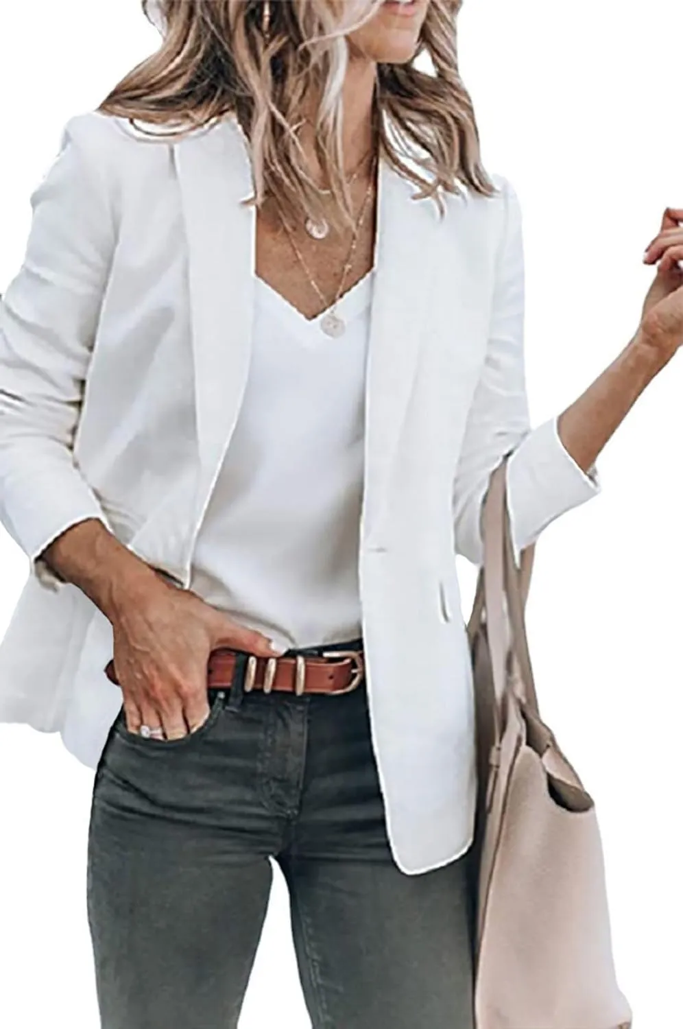 Womens Casual Blazers Open Front Long Sleeve Work Office Jackets Blazer Suit Jacket Button Lightweight Cardigans