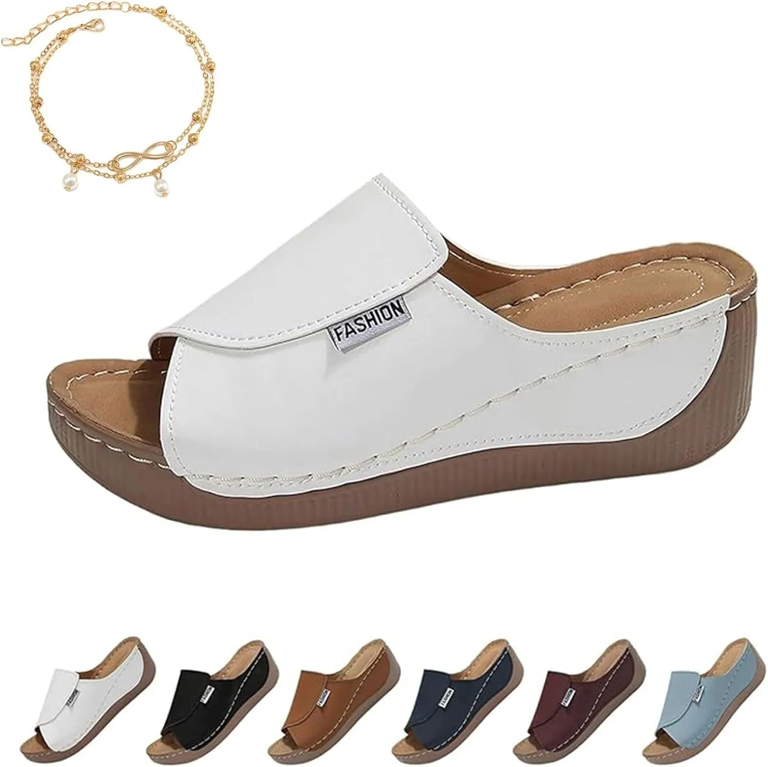 Women's Casual Wedge Slide Sandals, Orthopedic Sandals for Women, Thick Sole Comfortable Arch Support Slides
