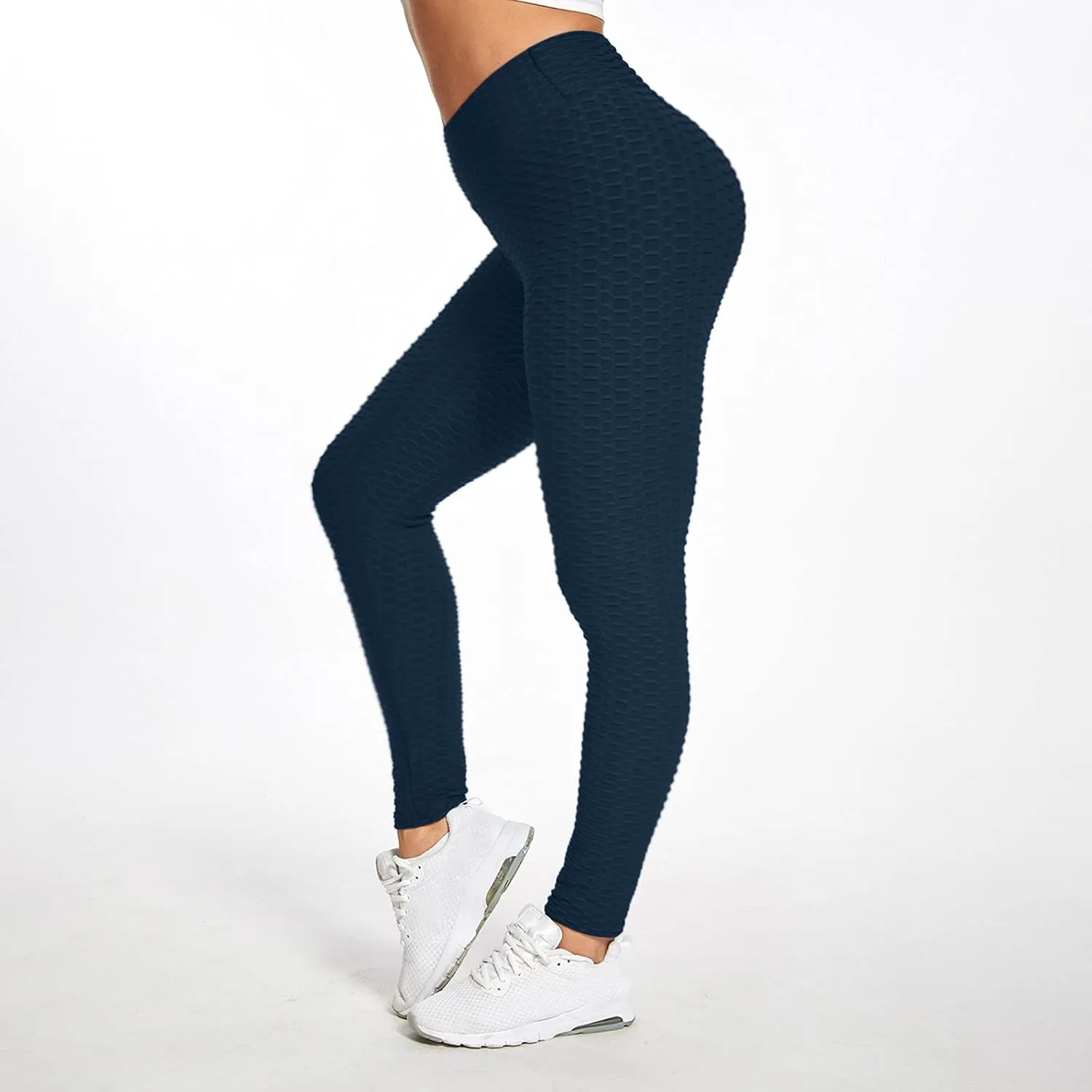 Women's High Waist Yoga Pants Tummy Control Workout Trousers Ruched Butt Lifting Leggings Textured Booty Tights