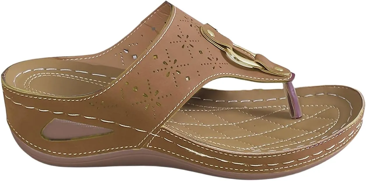 Women's Leather Orthopedic Sandals Breathable Mesh Sports Flip Flops Arch Support Slippers Beach Walking Sandals