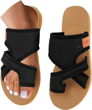 Womens Orthopedic Sandals 2025 Vacation Slide Beach Sandals with Arch Support Breathable Comfortable Flip Flops
