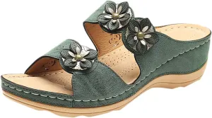 Women's Orthopedic Wedge Walking Sandals with Arch Support Anti Slip Breathable Slip On Flip Flops Dressy Comfy Platform for Summer Beach Travel