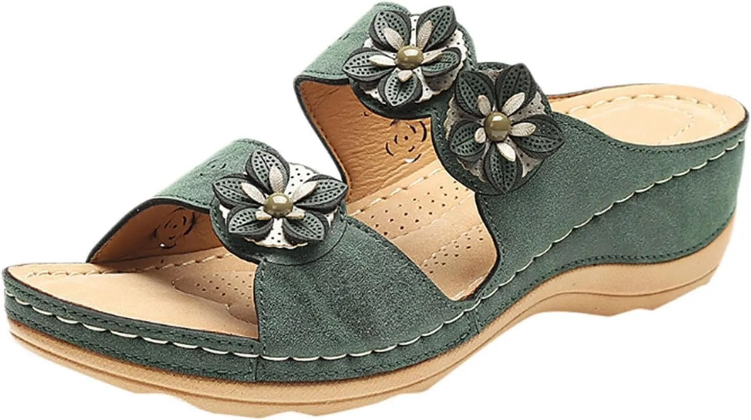 Women's Orthopedic Wedge Walking Sandals with Arch Support Anti Slip Breathable Slip On Flip Flops Dressy Comfy Platform for Summer Beach Travel