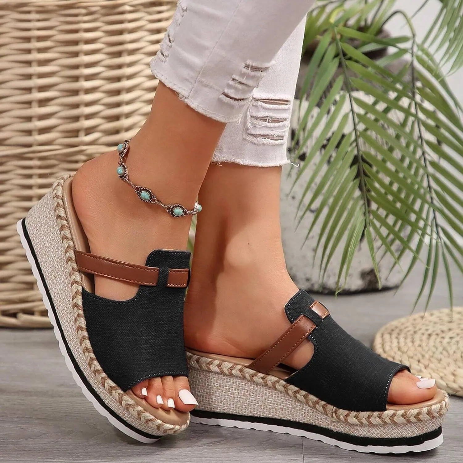 Womens Peep Toe Booties Summer Cutout Side Ankle Strap Buckle Chunky Low Heels Dressy Sandals with Back Zipper High Hollow Out Stacked Heel Slingback Booties Comfortable Breathable Mules