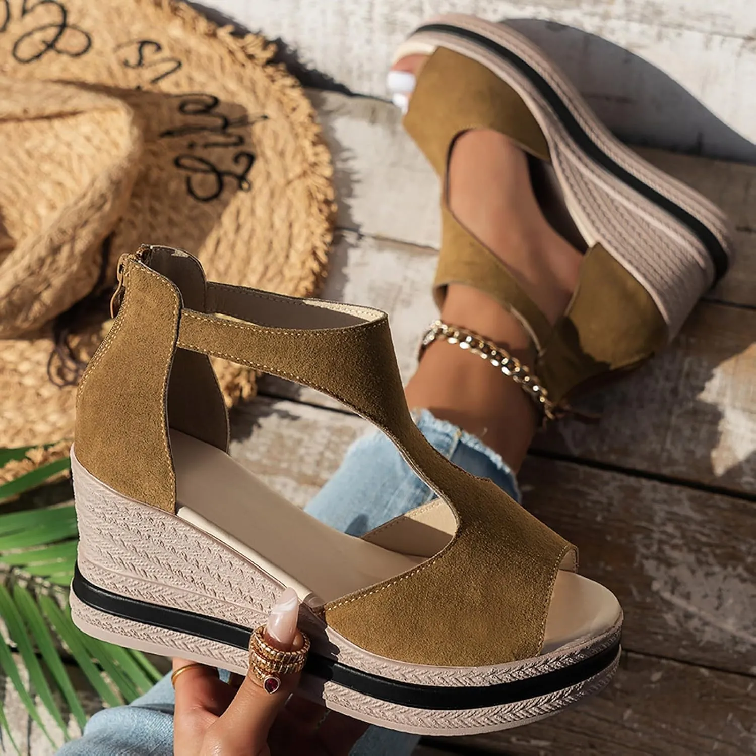 Women's Platform Wedge Sandals Wedges for Women Casual Comfortable Summer Sandal Arch Support Soft Beach