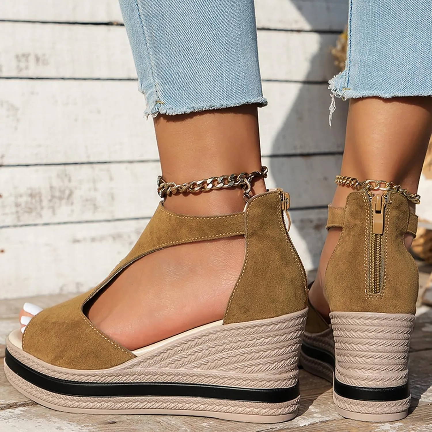 Women's Platform Wedge Sandals Wedges for Women Casual Comfortable Summer Sandal Arch Support Soft Beach