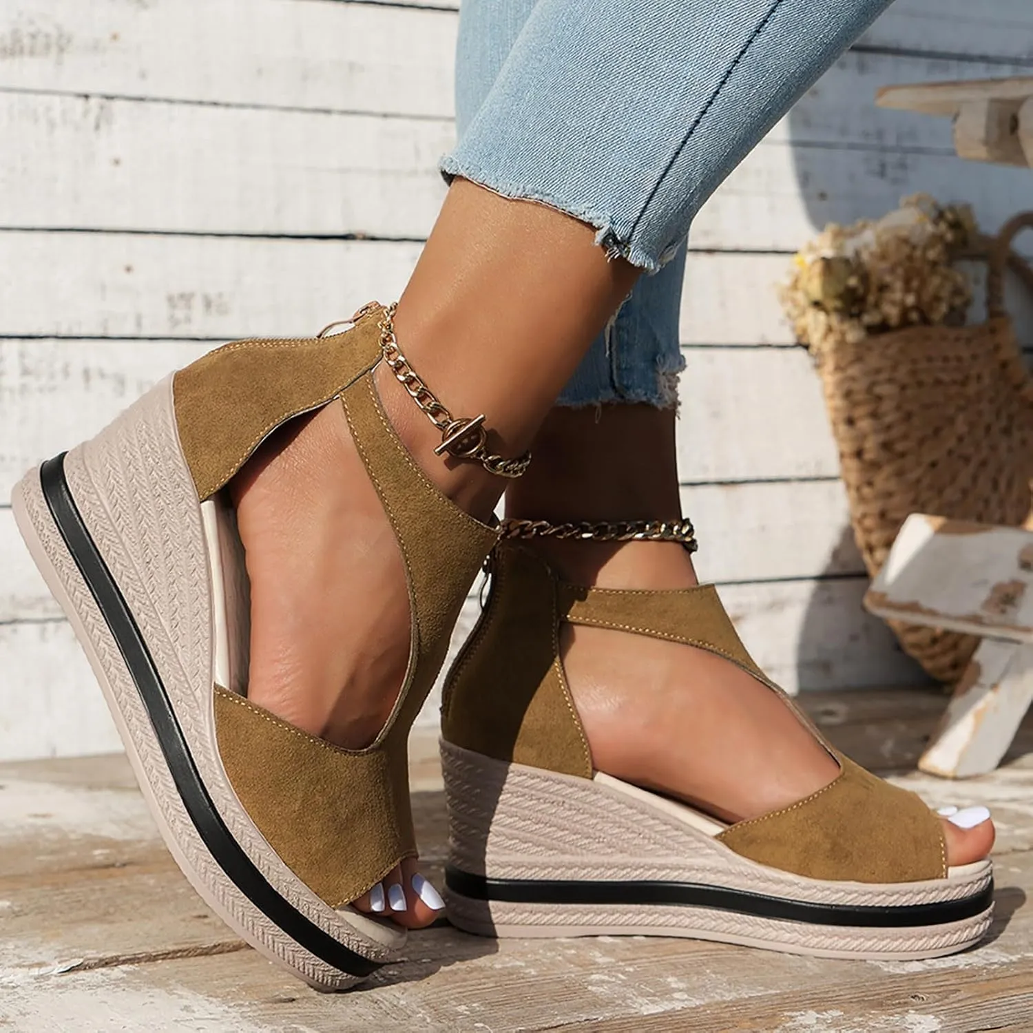 Women's Platform Wedge Sandals Wedges for Women Casual Comfortable Summer Sandal Arch Support Soft Beach