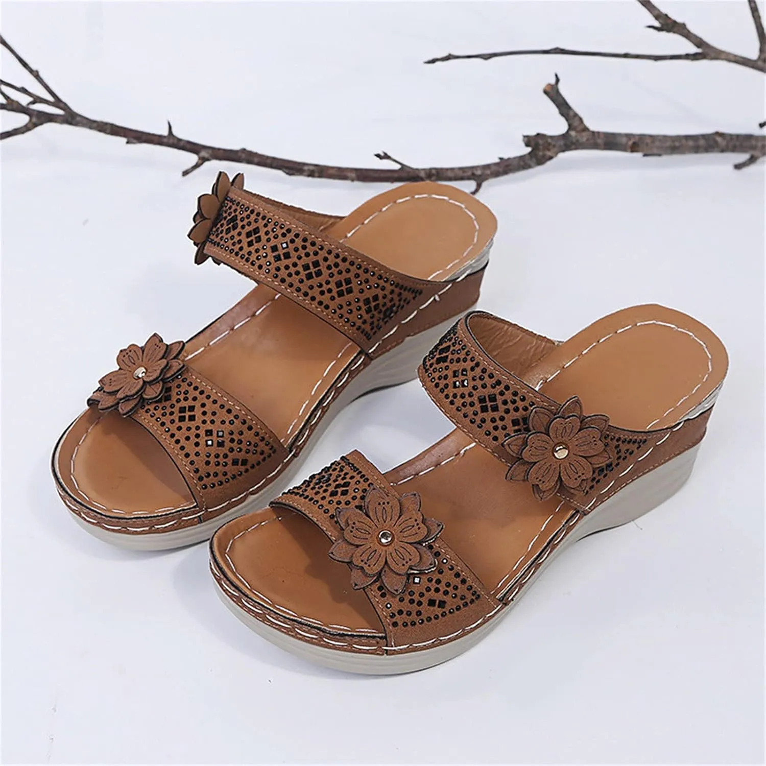 Women's Sandals Comfortable, Flip Flops Black Elegant Breathable Toe Comfortable Leisure Trendy Summer Outdoor Beach Slippers