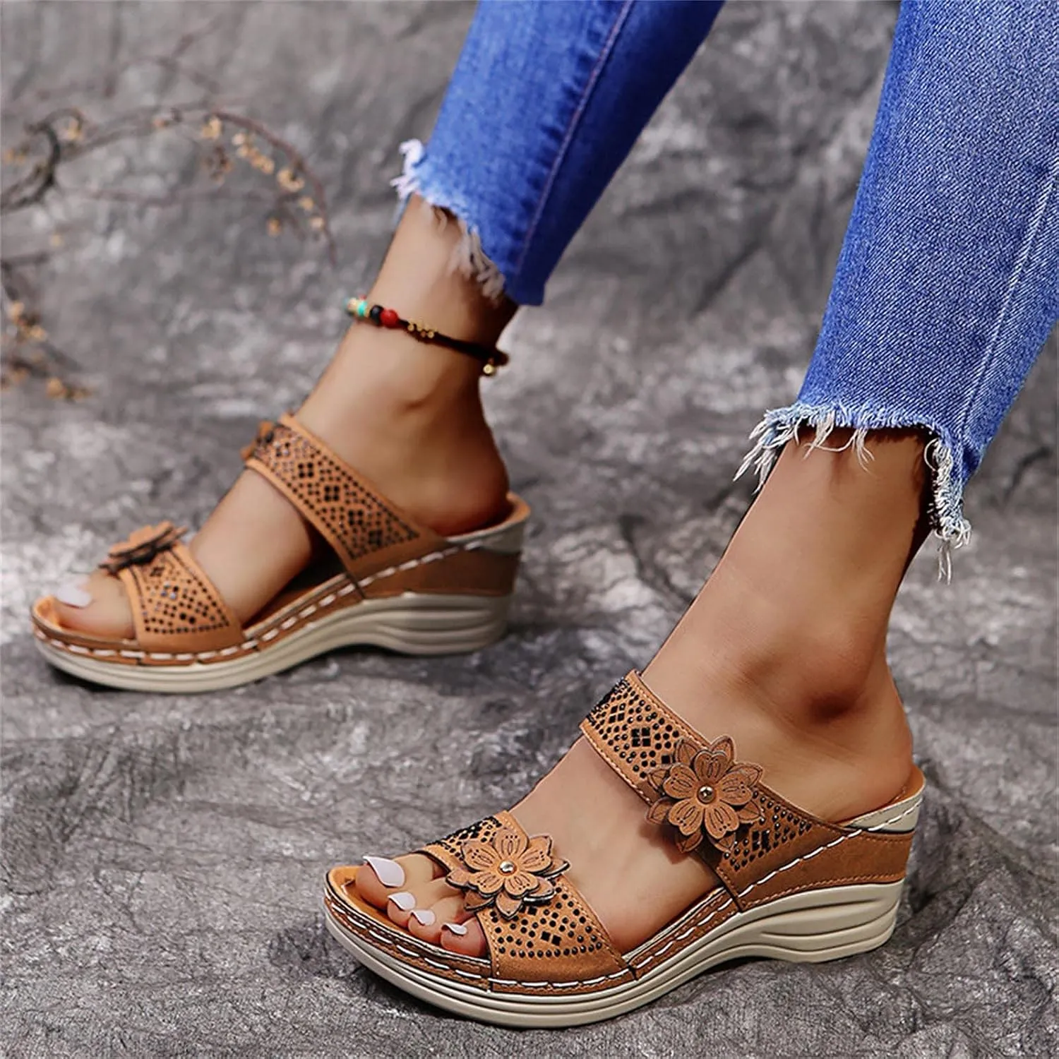 Women's Sandals Comfortable, Flip Flops Black Elegant Breathable Toe Comfortable Leisure Trendy Summer Outdoor Beach Slippers