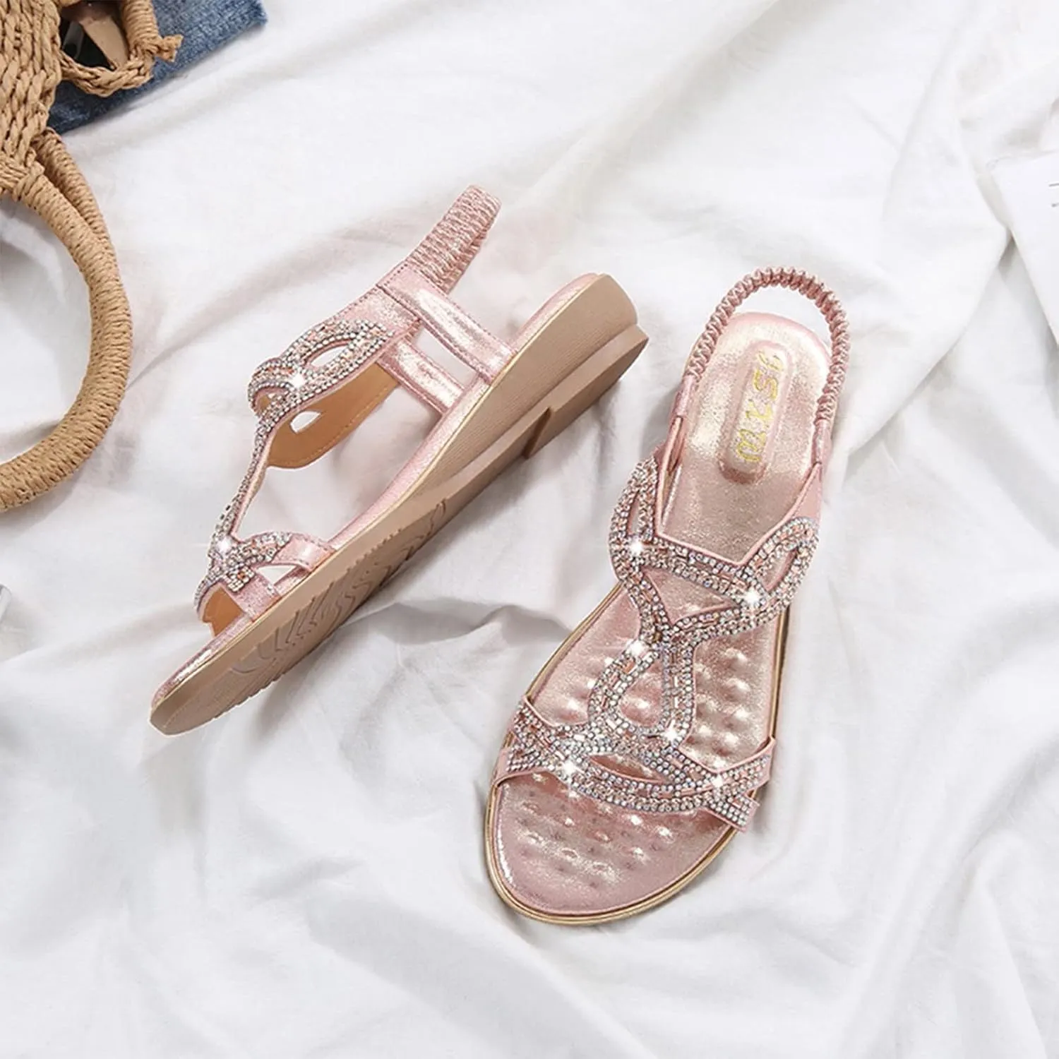 Womens Sandals Retro Anti-Slip Orthopedic Sandals Comfortable Large Size Bohemia Summer Beach Flats Shoes