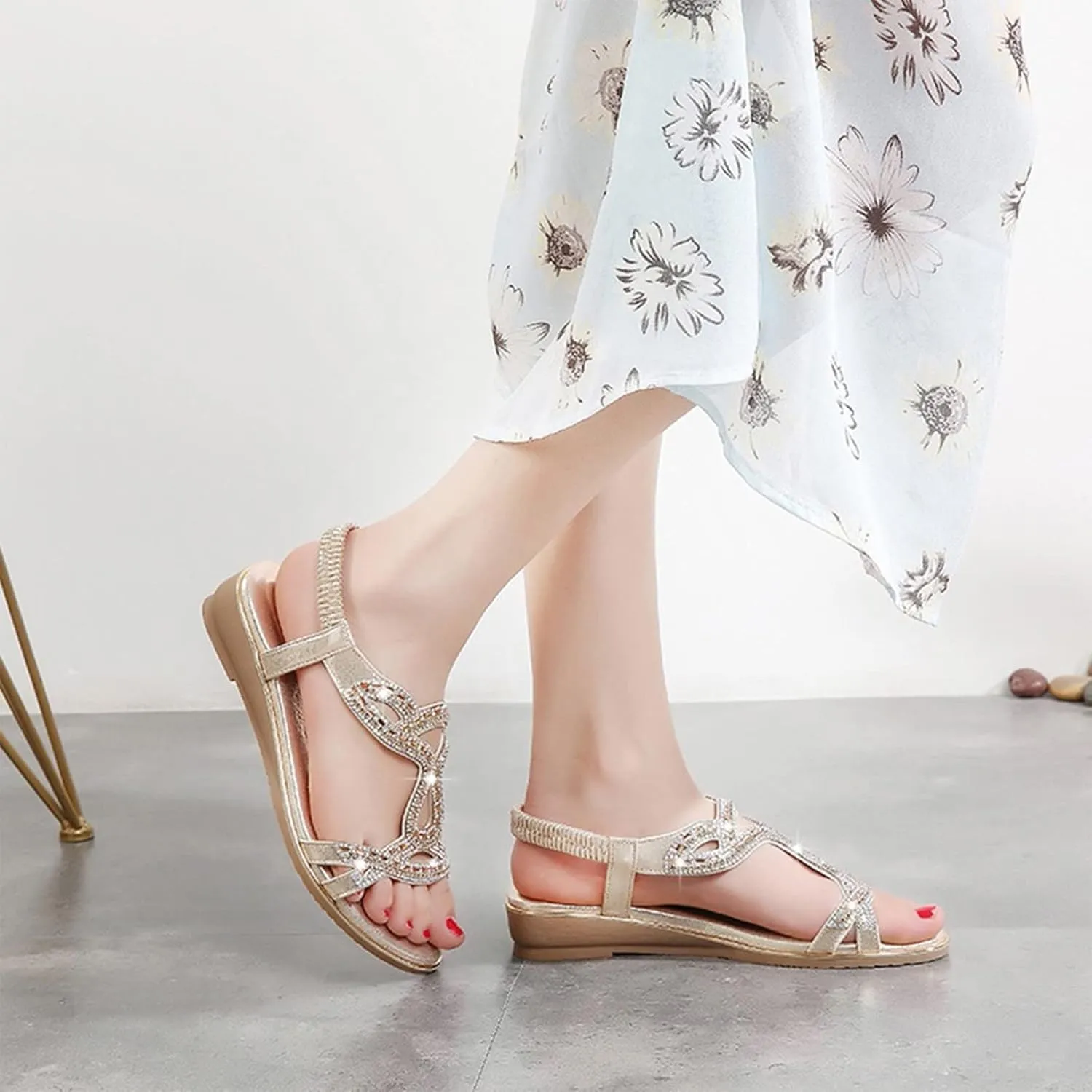 Womens Sandals Retro Anti-Slip Orthopedic Sandals Comfortable Large Size Bohemia Summer Beach Flats Shoes