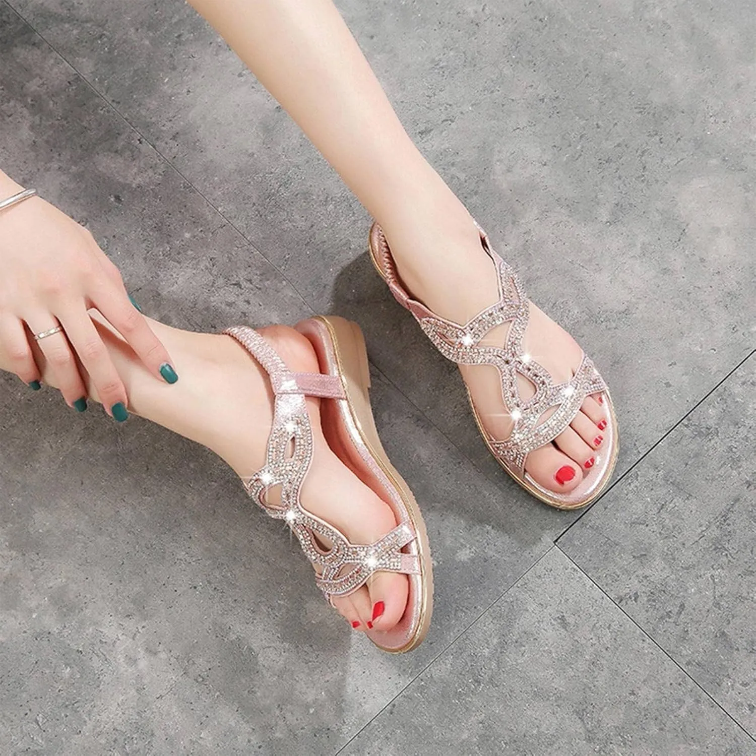 Womens Sandals Retro Anti-Slip Orthopedic Sandals Comfortable Large Size Bohemia Summer Beach Flats Shoes