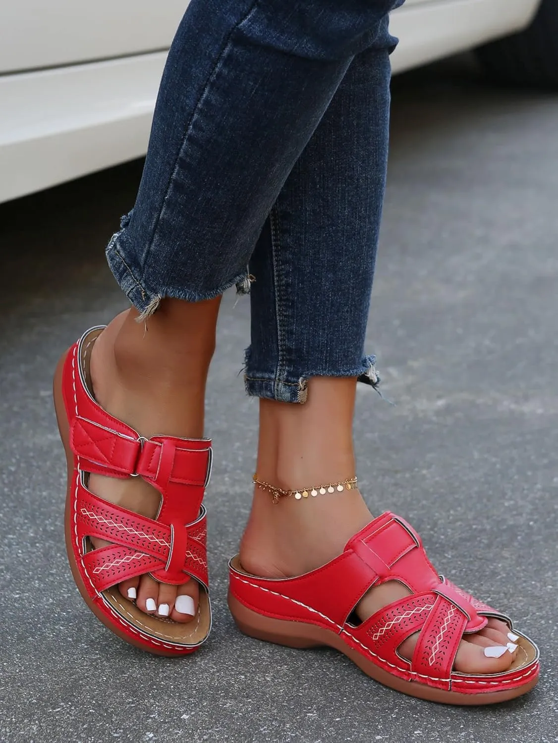Womens Sandals Wedge Comfortable Orthopedic Wedge Sandals Slip on Platform Sandals Summer Stylish Slippers