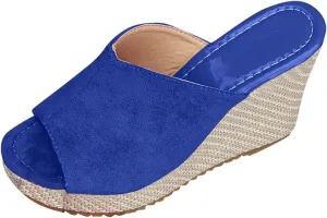 Womens Sandals Wedges Comfortable Dressy Slip On Open Toe Slippers Arch Support High Heel Slides Beach Walking Standing