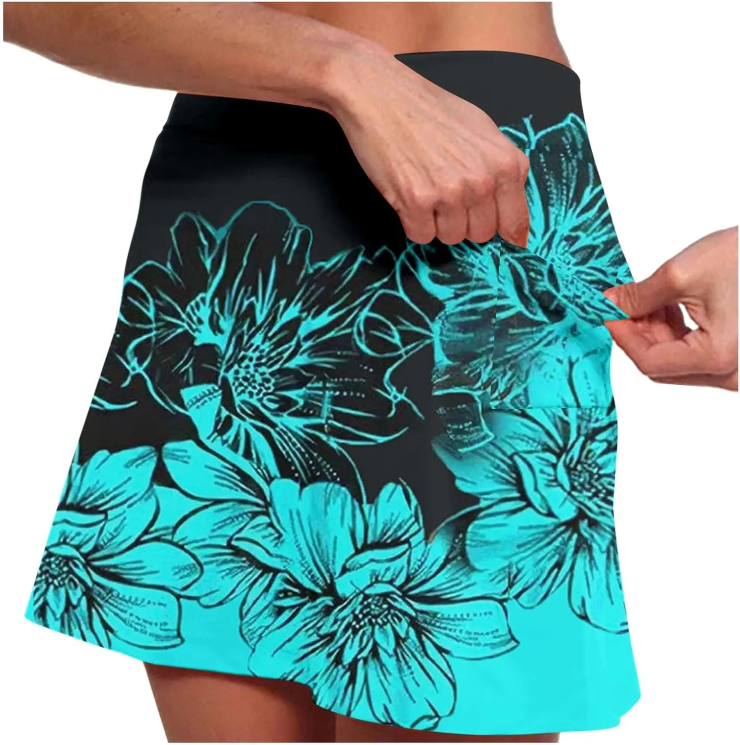 Womens Skorts with Pockets Tummy Control Stretch Tennis Versatile High Waist Stylish Printed Skirts Sports Golf Shorts