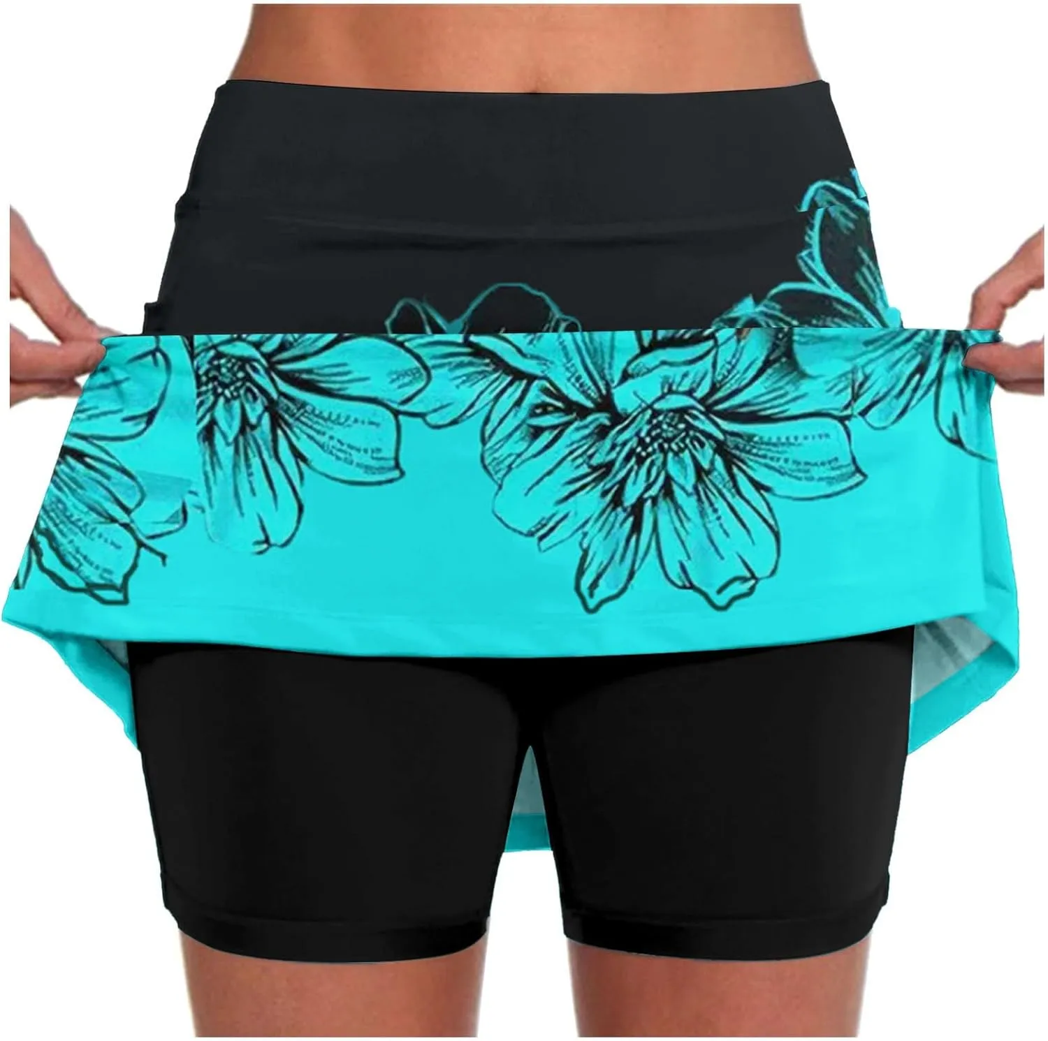 Womens Skorts with Pockets Tummy Control Stretch Tennis Versatile High Waist Stylish Printed Skirts Sports Golf Shorts