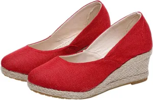 Women's Summer Dressy Espadrilles Platforms Shoes Casual Comfortable Closed Pointed Toe Walking Shoes Footwear Stylish High Heel Wedges Sandals