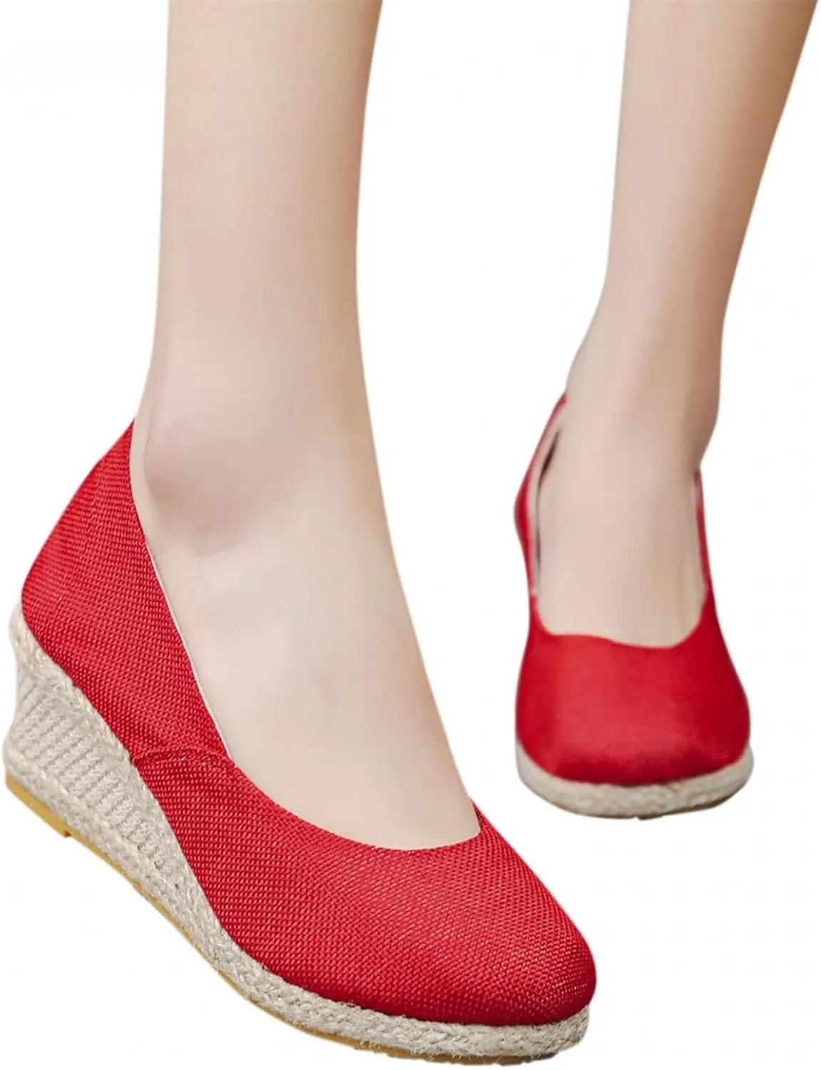 Women's Summer Dressy Espadrilles Platforms Shoes Casual Comfortable Closed Pointed Toe Walking Shoes Footwear Stylish High Heel Wedges Sandals