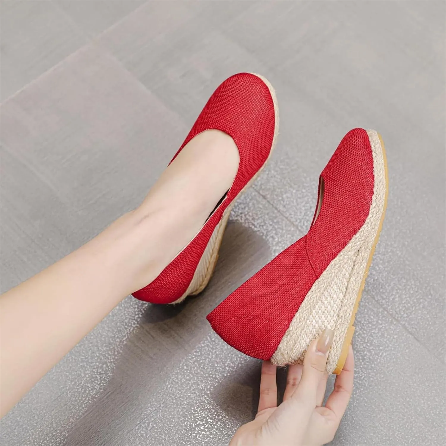 Women's Summer Dressy Espadrilles Platforms Shoes Casual Comfortable Closed Pointed Toe Walking Shoes Footwear Stylish High Heel Wedges Sandals
