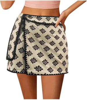 Women's Summer Wrap Maxi Skirts Floral High Waist Ruffle Short Mini Skirt Trendy Front Tie A Line Casual Skorts