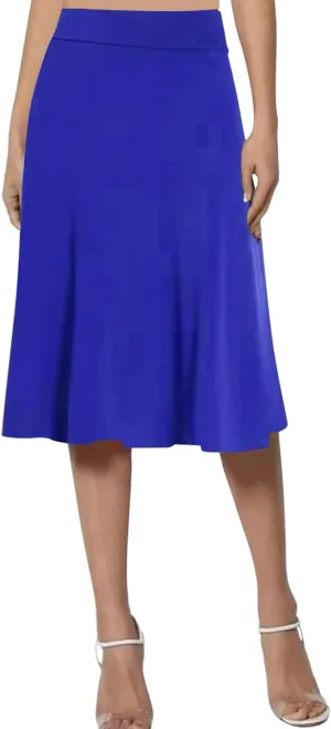 Womens Vintage Pleated Skirt Midi Length High Waisted Skirts Flared A Line Skirt Casual Dressy Holiday Party Long Skirt Dress