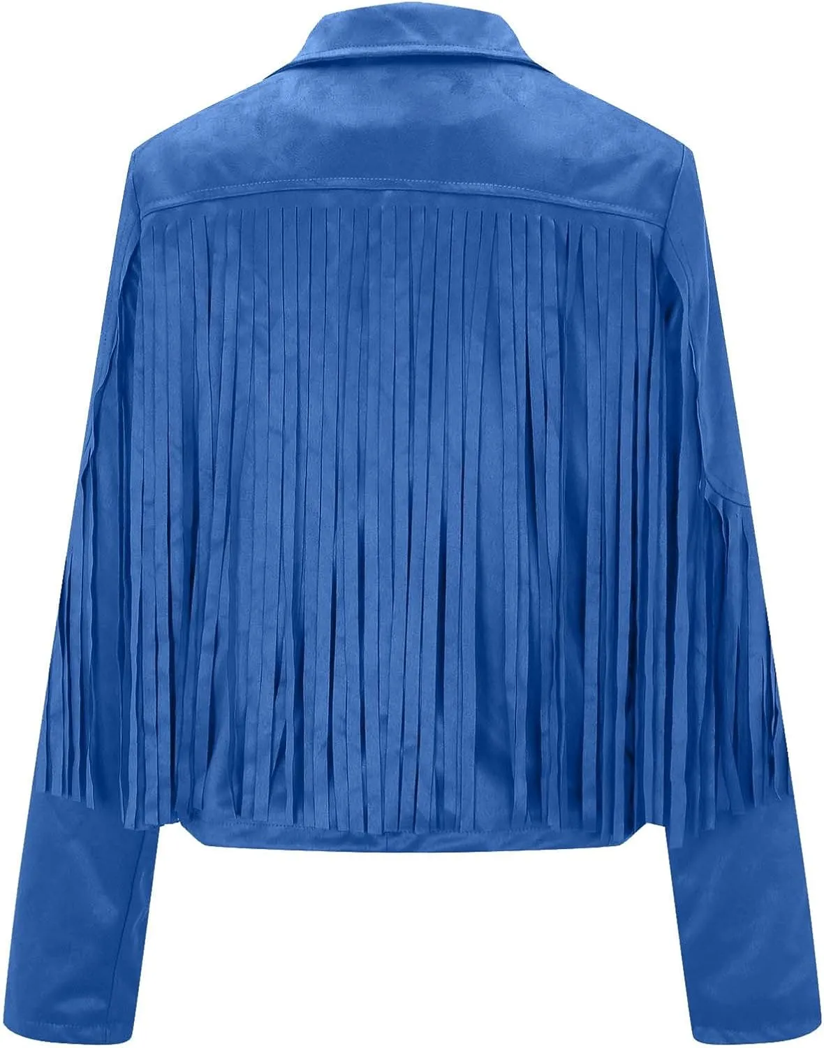 Xiaojmake Women's Fringe Jackets Faux Suede Leather Jackets Tassel Motorcycle Cropped Coats Lapel Open Front Blazer Jacket