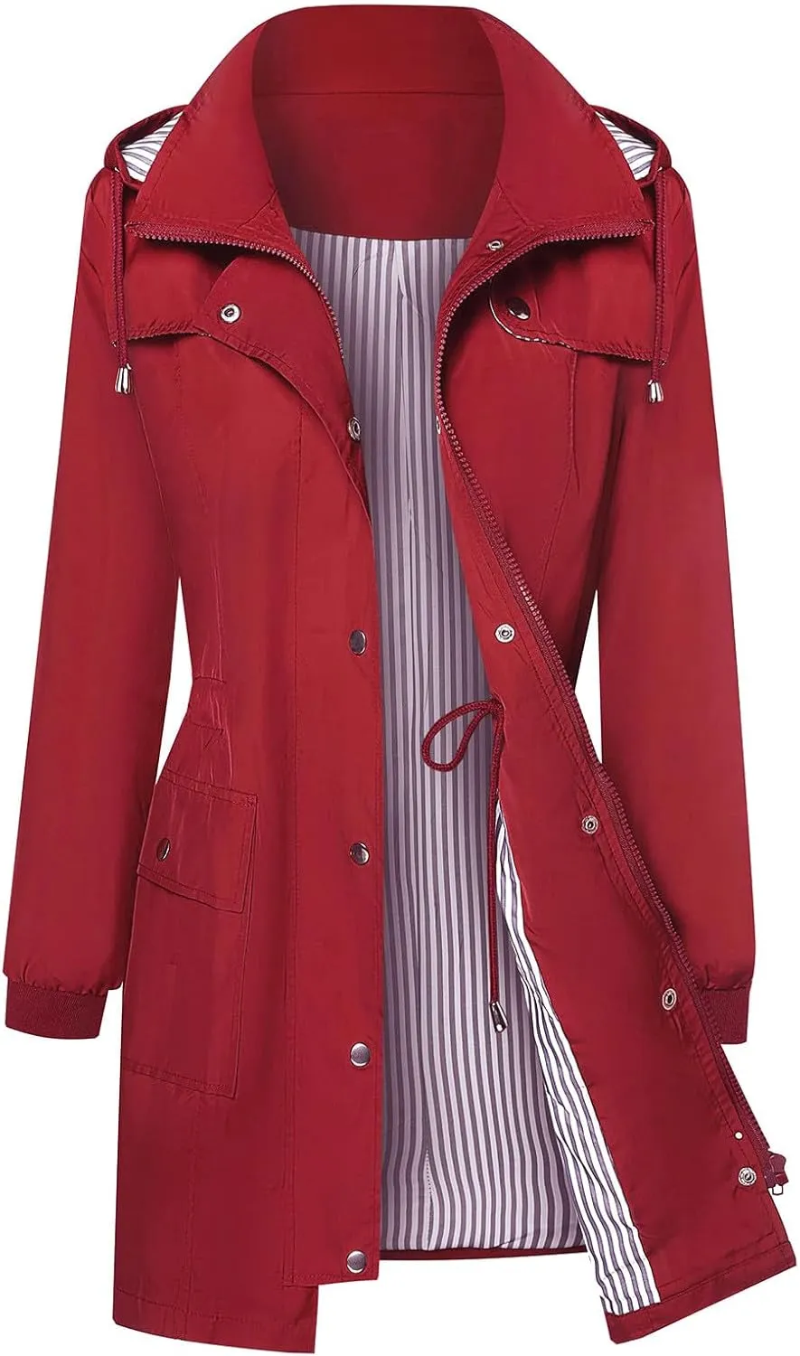 yardsong Rain Jacket for Women Waterproof Climbing Outdoor Hiking Hooded Windbreaker Lightweight Casual Trench Coats