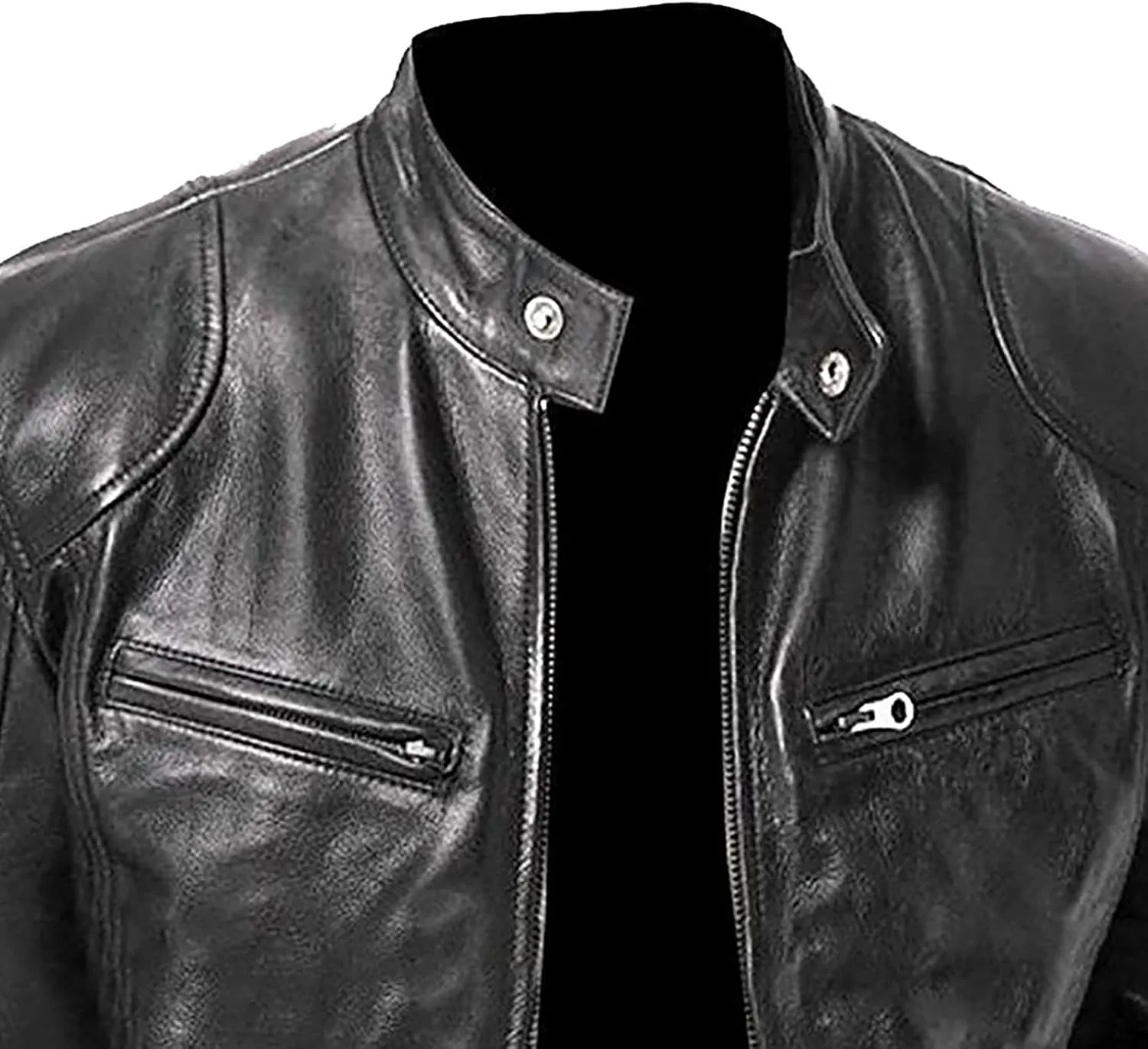 Ymosrh Men's Leather Jacket Faux Motorcycle Jacket Pu Bomber with Hood Jackets, S-L