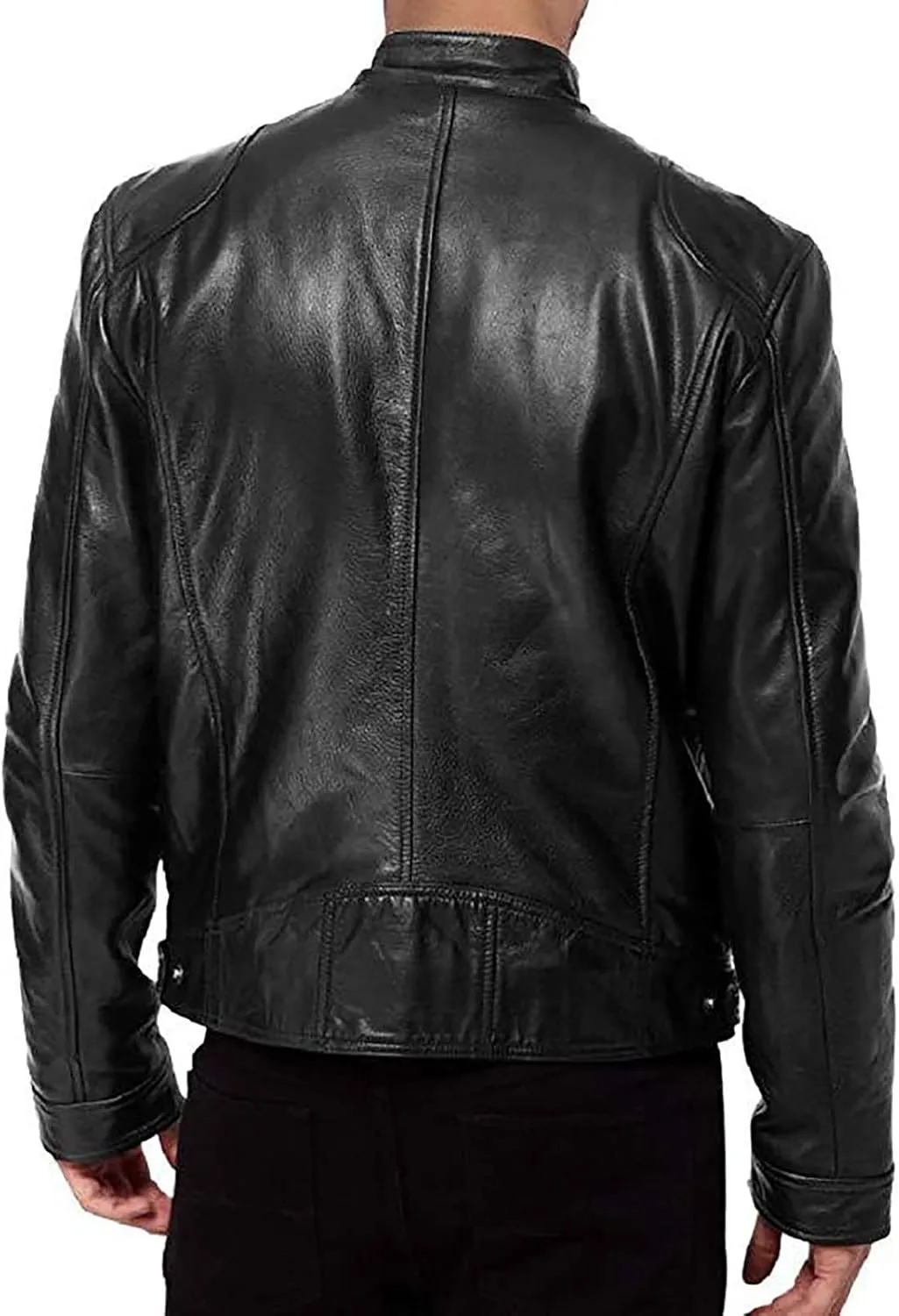 Ymosrh Men's Leather Jacket Faux Motorcycle Jacket Pu Bomber with Hood Jackets, S-L