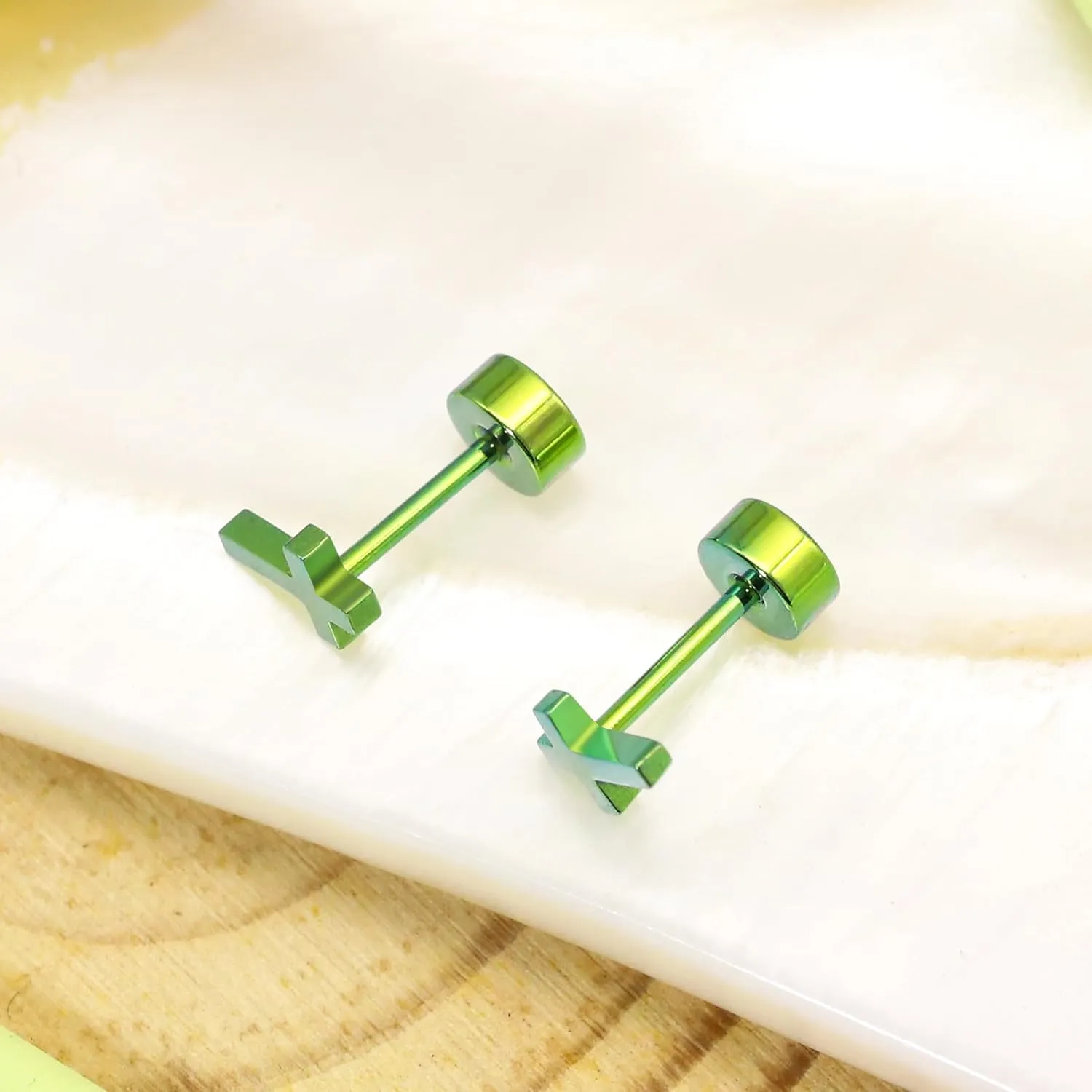 ZDE Women Earrings Flat Back Cross Earrings Small Religious Faith Earrings Titanium Hypoallergenic Cartilage Earrings Studs for Sensitive Ears Screw On Stud Earring